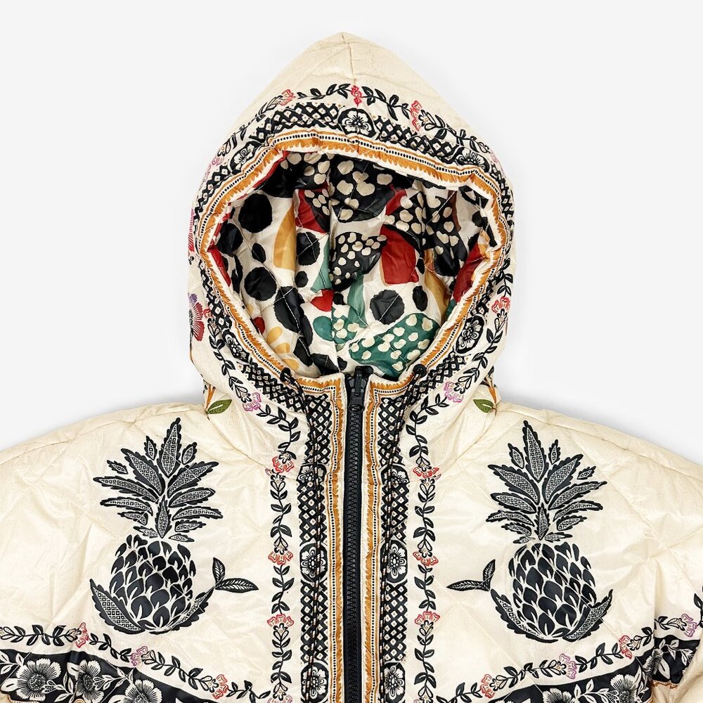 FARM Rio Cream Quilted Puffer Jacket with Black Floral Embroidery - Picture 5 of 15